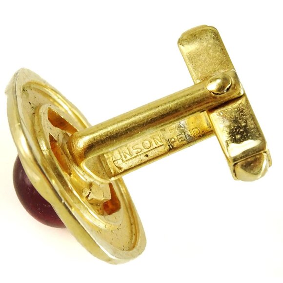 Anson 1940s 50s Vintage Cufflinks Red Cabochon Round - Picture 4 of 4
